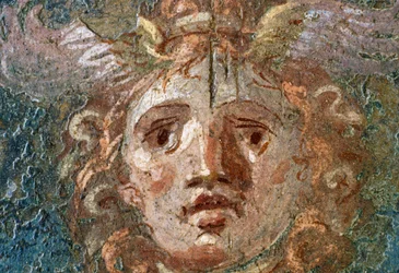 Medalhão com cabeça de Górgona, ala direita da Casa dos Vettii, Pompeia (Lista do Património Mundial da UNESCO)