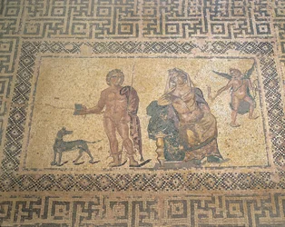 Mosaico representando Hipólito e Fedra, Casa de Dioniso, villa romana, Pafos, Chipre (fotografia)