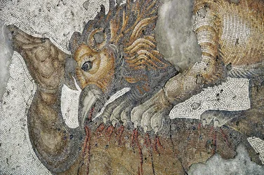 Mosaico representando um Leão Griffon atacando um veado, Arasta Bazaar, Sultão Ahmet Mesquita, Istambul.