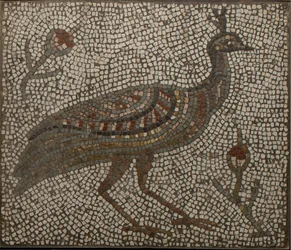 Mosaico com um pavão e flores, séculos III-IV