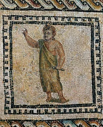 Orador gesticulando com a mão direita (mosaico)