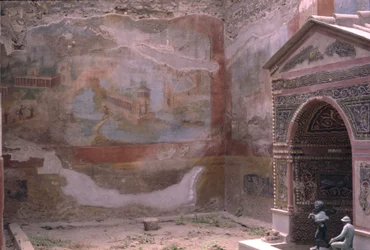 Pompeia, Casa de Diana e fonte de anfitrite e pintura mural, Itália (foto)
