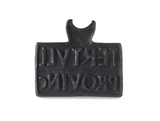 Selo romano usado para estampar produtos ou propriedades, de Cramond, Midlothian, 140-211 DC (bronze)