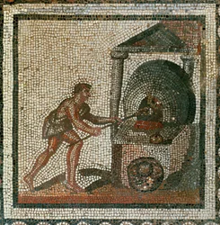 Colocar o pão no forno (mosaico)