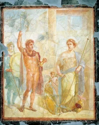 O casamento de Alexandre (Ares) e Stateira (Afrodite), fresco no Regio 6 Insula Occidentalis 39, Pompeia (Lista do Património Mundial da UNESCO