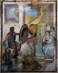 Tétis e Hefesto, fresco em estilo Pompeiano III, descoberto em Pompeia (Património Mundial da Unesco