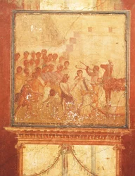 Cavalo de Troia, fresco da Casa de Menandro, Pompeia , Campânia, Civilização Romana