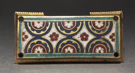 Placa, provavelmente de um Santuário Relíquio, c.1180-1190 (cobre dourado, champlevé e esmalte cloisonné)