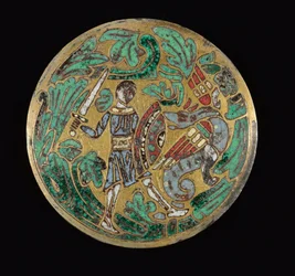 Guerreiro lutando contra um dragão, c.1170-1180