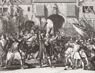 A multidão de linchamentos agarrando os irmãos de Witt