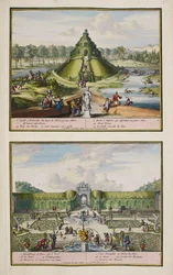 O Parque em Enghien, c.1685, ilustração de uma "Colecção de 86 planos e pontos de vista de Haia".