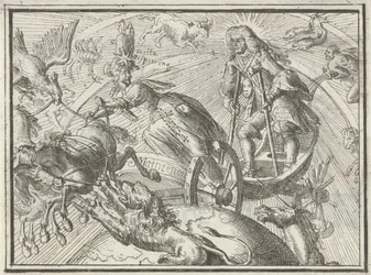 Caricatura representando Luís XIV como Apolo em sua carruagem, 1701