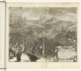 Viagem noturna dos soldados espanhóis para Duiveland, 1575 Admirable Pas[s]age des Espagnols en Zelande (título no objeto) Guerres de Flandres (título da série)
