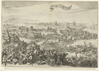 Batalha de Seneffe, 1674 Vidente Atacante furioso converte-se em um Bataille entre os Exércitos da Geallie. en der Fransen (título no objeto) Descrição da Furieuse Attacque der Franssen, On the Bagagie of the Army of the Allies: Turns into a sc
