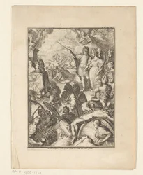 Stadholder William III e Mary Stuart no meio de figuras míticas