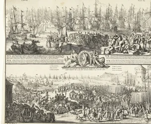 Viagem de Guilherme III a Inglaterra, 1688
Partida de S.K.H. na Inglaterra, den 11. Nov. 1688 / Aenkomst van S.K.H.D.P. van Orangie em Inglaterra, den 15. e 16. Nov. 1688 (título sobre o objecto)
Depart de S.A.R. pour Angleterre, Le 11. No. 1688 / Arrive