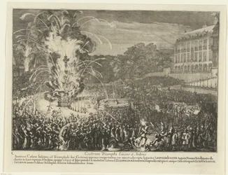 Fogo-de-artifício no jardim do palácio, 1686. Castrum Triumphi Lucens et Ardens. Entrada de Leopoldo I em Bruxelas após a derrota dos turcos, 1686