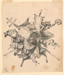 Desenho, Troféu com Objectos Eclesiásticos, 1830-1850