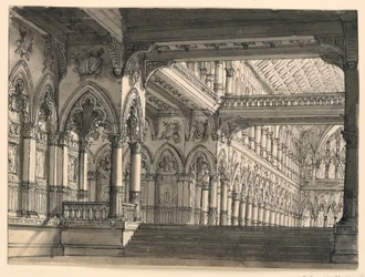Design de palco, interior do salão gótico