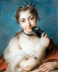 Retrato de uma senhora com máscara Pintura de Rosalba Carriera (1675-1757) Século XVIII Coleção particular