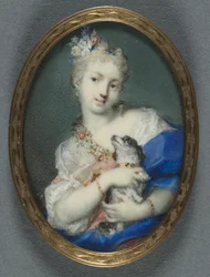 Mulher com um cachorro, 1710-1720.
