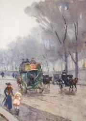 Park Lane com Omnibus (aguarela)
