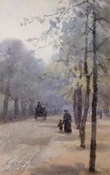 A avenida arborizada (aguarela)