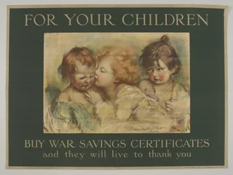Para seus filhos. Compre Certificados de Poupança de Guerra e eles viverão para lhe agradecer