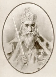 Carlos Magno, também conhecido por Carlos o Grande ou Carlos I, de Living Biographies of Famous Rulers (Biografias Vivas de Governantes Famosos).