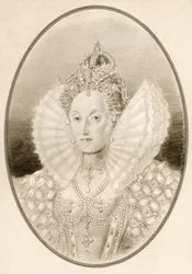 Elizabeth I, também conhecida como The Virgin Queen, Gloriana ou Good Queen Bess, de Living Biography of Famous Rules.