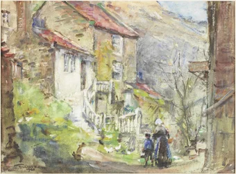Uma Runswick Cottage (aguarela e corpóreos sobre papel)
