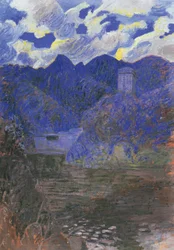 Alvorada da Primavera em San Fruttuoso, de Rubaldo Merello (1872-1922), óleo sobre tela, 98x69 cm. Itália, século XX.