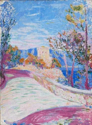 Estrada e árvores, c.1915-18
