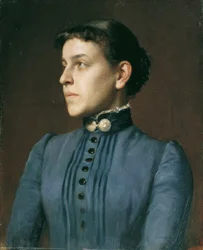 Senhora com o vestido azul