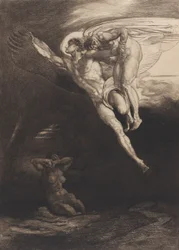 Lúcifer leva Caim para o espaço finito, de Oito águas-fortes sobre o Caim de Byron, ..., 1919-1920