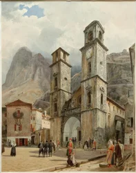 A praça da catedral em Cattaro