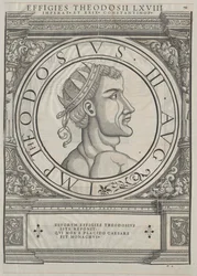 Imperador romano oriental Teodósio III (gravura)
