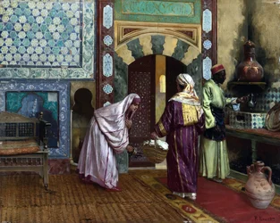 No Hammam par Ernst, Rudolf (1854-1932), - Óleo sobre tela, 48,8x60,9 - Coleção privada