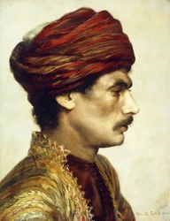 Retrato do perfil de um homem em um turbante vermelho, 1882
