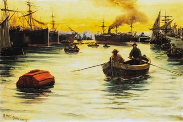 Pôr-do-sol no porto