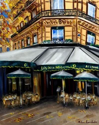 outono em Les Deux Magots Paris, 2023 (óleo sobre tela)
