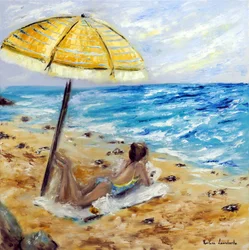 Dia de praia, 2022 (óleo sobre cavas)