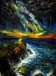Entre as estrelas e o oceano no Havai, 2021 (óleo sobre tela)