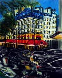 Rush noturno em Paris, 2025 (óleo sobre tela)