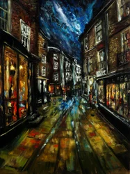 Moon Kissed Streets of York, 2021 (óleo sobre tela)