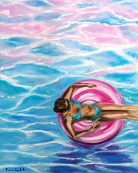 Sun-Kissed Dreams (Sonhos beijados pelo sol), 2025 (óleo sobre tela)