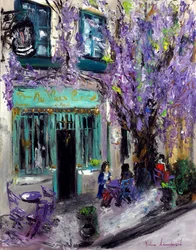 The Purple Cafe in Paris France, 2022 (óleo sobre tela)