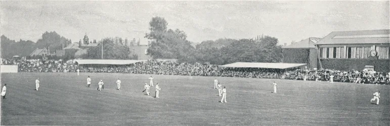 Jogo de críquete universitário em Lords, c1896