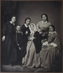Retrato do autor e lexicógrafo Vladimir Dahl (Dal) (1801-1872) com Família (sua esposa Ekaterina Lvovna Sokolova (1819-1872) e filhas), Anónimo. Foto Albumina
