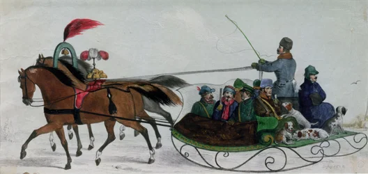 Trenó puxado por cavalos, pormenor digital
